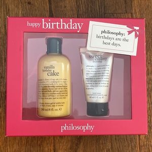 Philosophy birthday set. Shampoo, shower gel and bubble bath and body lotion.